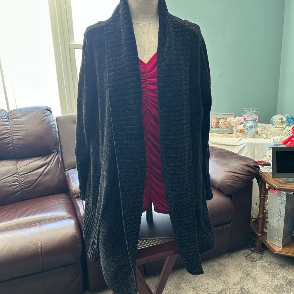 Seven7 - Size XL Black Women's Cozy Cardigan Sweater Long Sleeves
